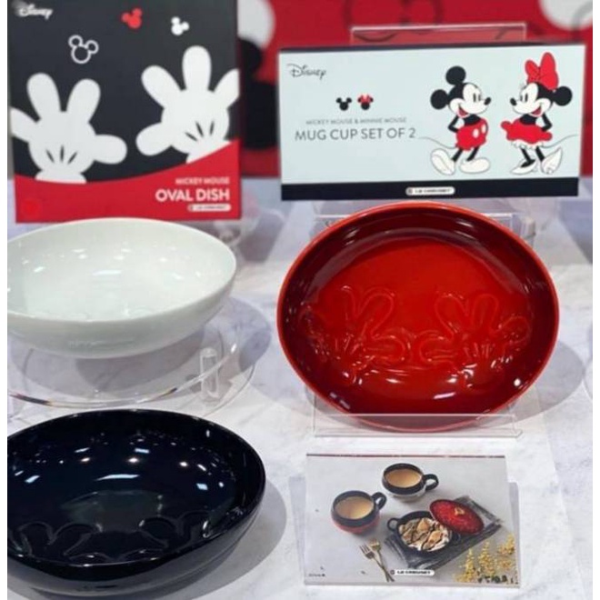 聯名款 LE CREUSET x Disney 迪士尼/米奇/19CM/橢圓盤/櫻桃紅/雪花白/閃亮黑/貝殼粉/海岸藍 蝦皮購物