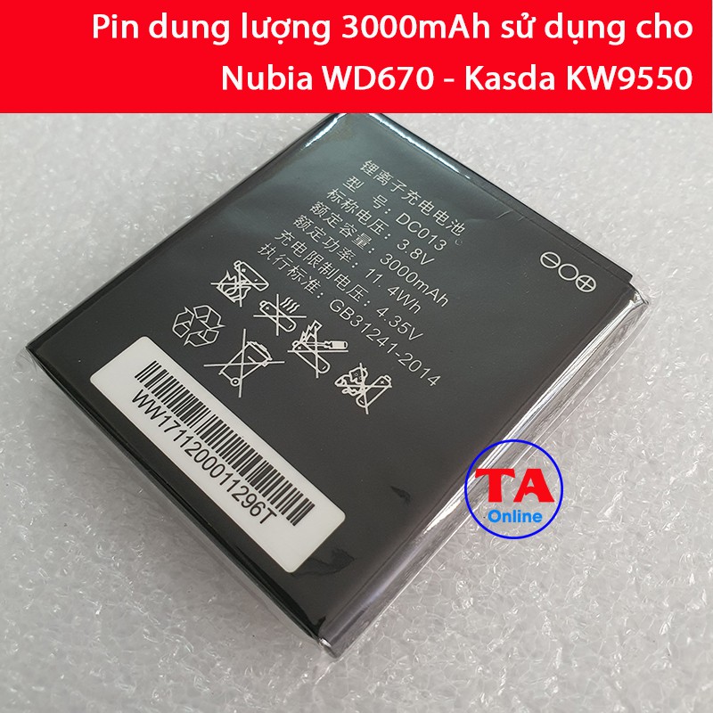 Pin thay thế cho Nubia WD670 - Kasda KW9550 dung lượng 3000mAh | Shopee Việt Nam
