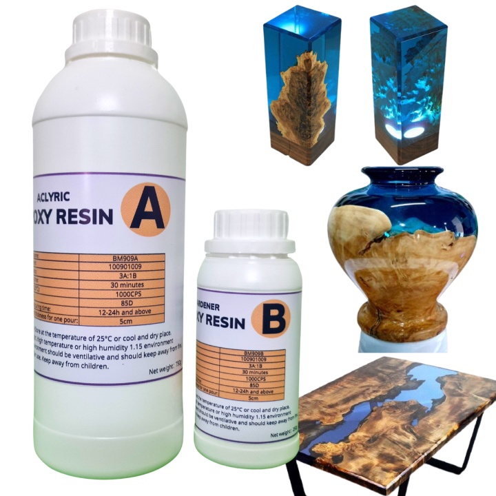 01 kg Keo Epoxy Resin siêu trong, siêu cứng loại đổ khối chiều dày tối