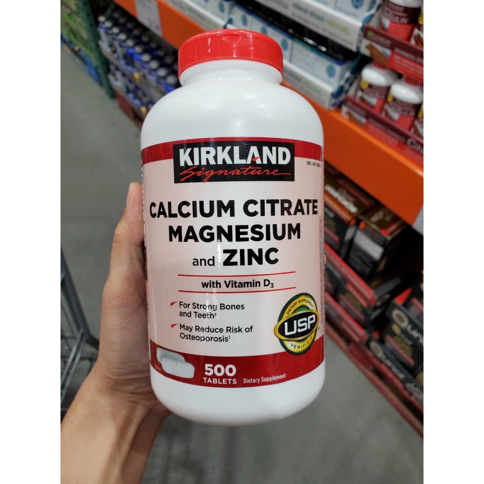 Canxi Zinc Kirkland 500 viên uống bổ xung Calcium Citrate Magnesium and