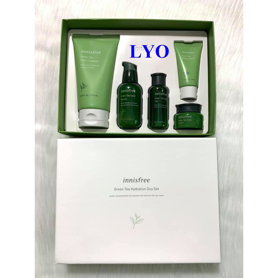 Bộ dưỡng da 5 sản phẩm innisfree Green Tea Hydration Duo Set.. Shopee