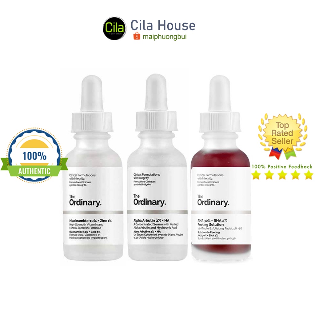 Serum The Ordinary Niacinamide 10+Zinc 1, Hyaluronic Acid 2+B5, AHA