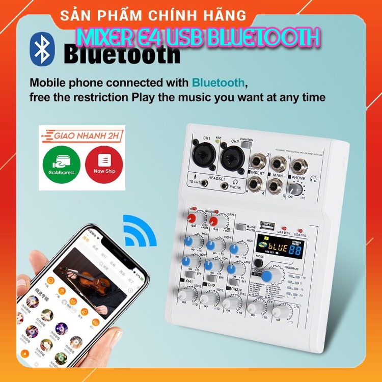 Mixer E4 Hát Livestream Karaoke Chuyên Nghiệp, Hỗ Trợ Kết Nối Bluetooth