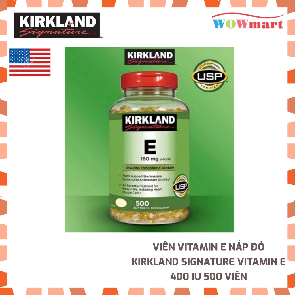 Viên Vitamin E nắp đỏ Kirkland Signature Vitamin E 400 IU 500 viên