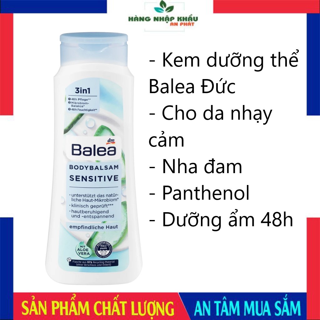 Sữa Dưỡng Thể Balea Sensitive Aloe Vera, dưỡng ẩm Balea Body lotion Lô