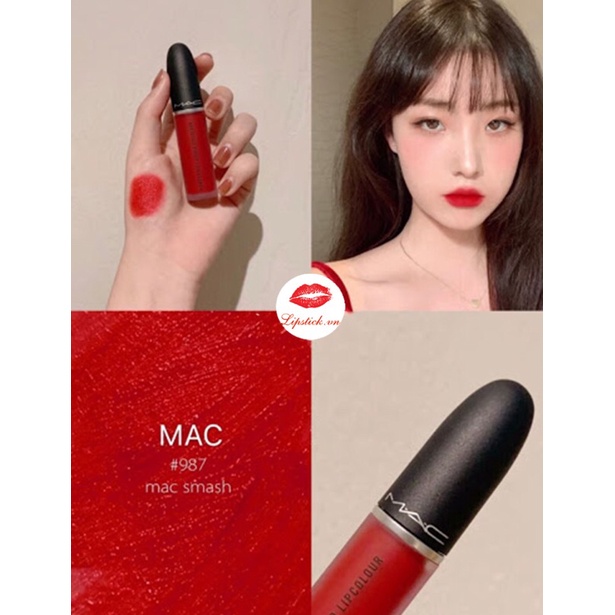 Son Kem Mac Powder Kiss Liquid Lipcolour 987 Smash (Đỏ Tươi) 5ml