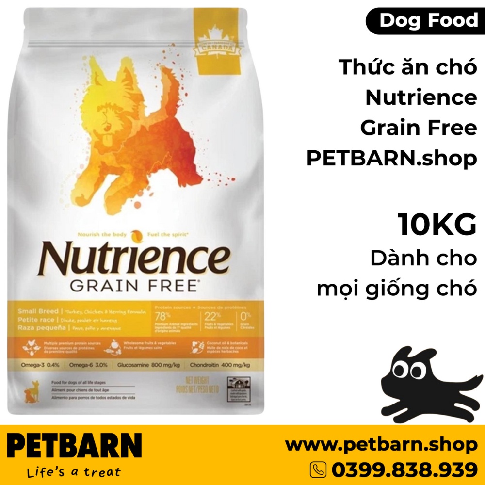 Thức ăn chó Nutrience Grain Free thịt gà cá trích rau củ 10kg Petbarn