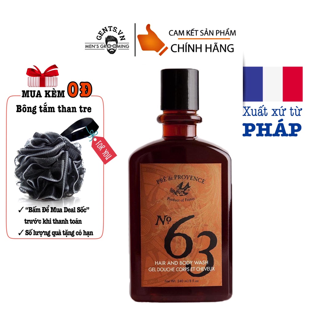 Sữa tắm gội 2 in 1 dưỡng ẩm da dành cho nam No.63 Men's Shower Gel