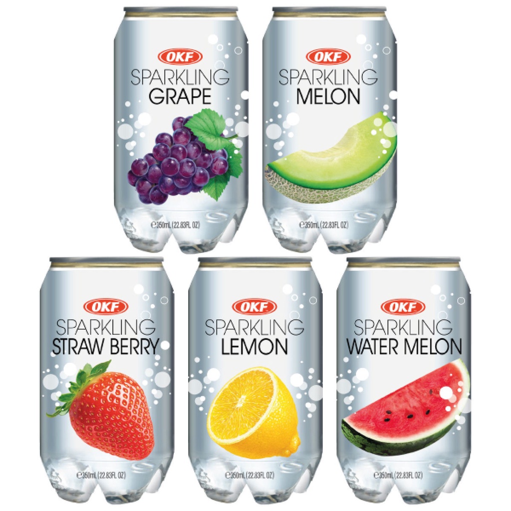 1 Lon Nước Ngọt Có Ga OKF 350ml Nước Sparkling Soda Hàn Quốc Đủ vị