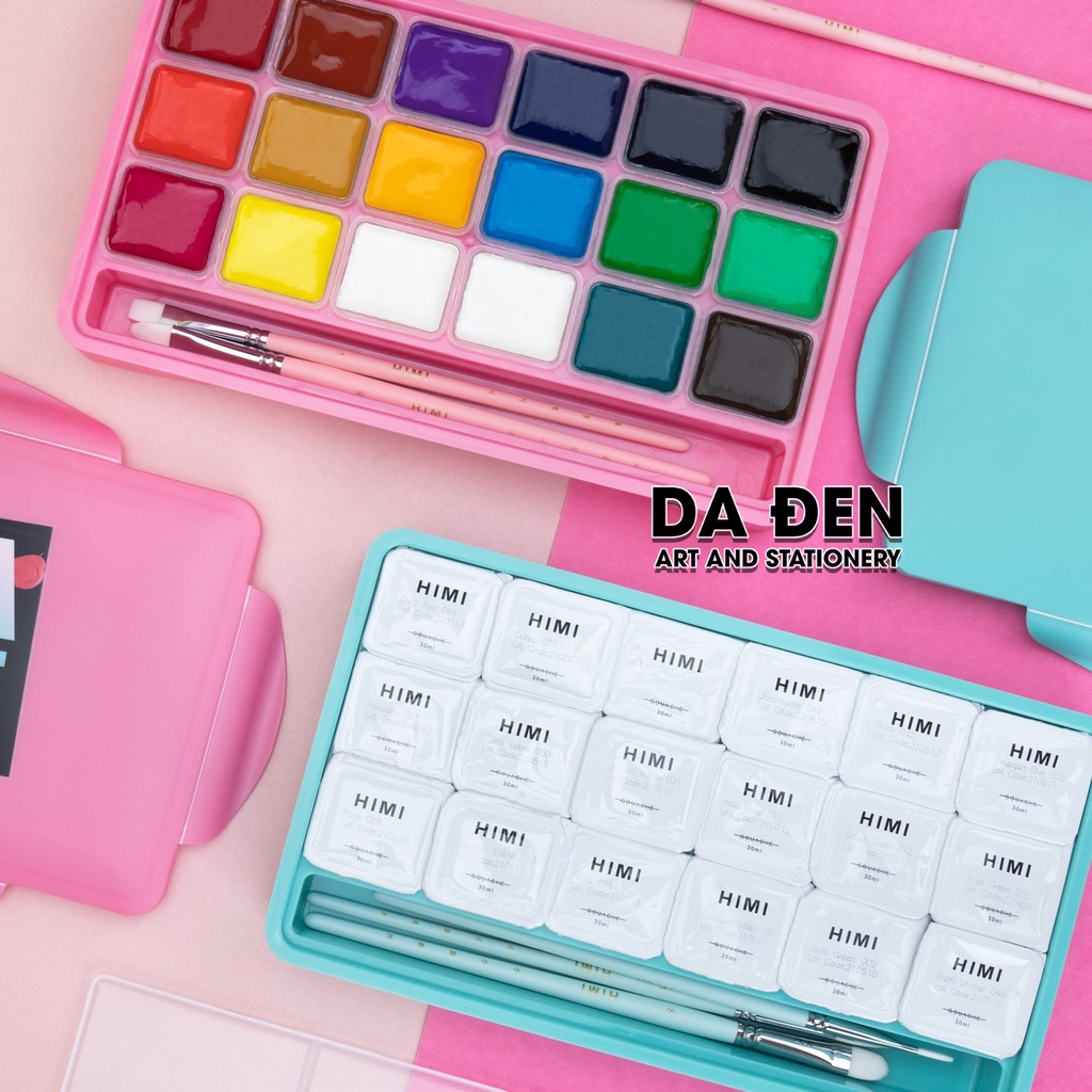 [DA ĐEN] Màu Gouache Himi 18 Màu Phiên Bản Đặt Biệt Kèm Cọ Shopee