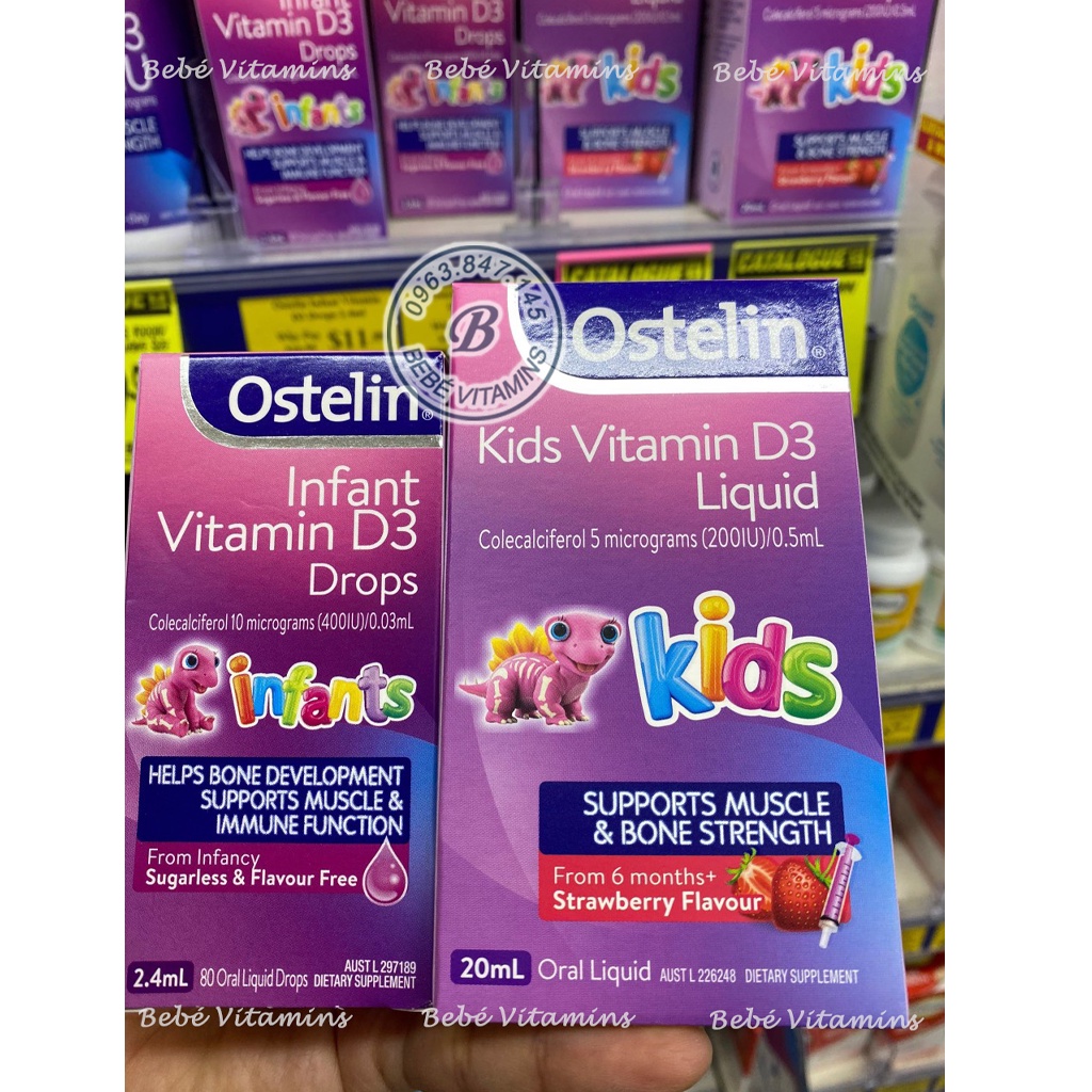 Vitamin D3 cho trẻ Ostelin Kids Liquid 20ml và Ostelin Infant Drop 2