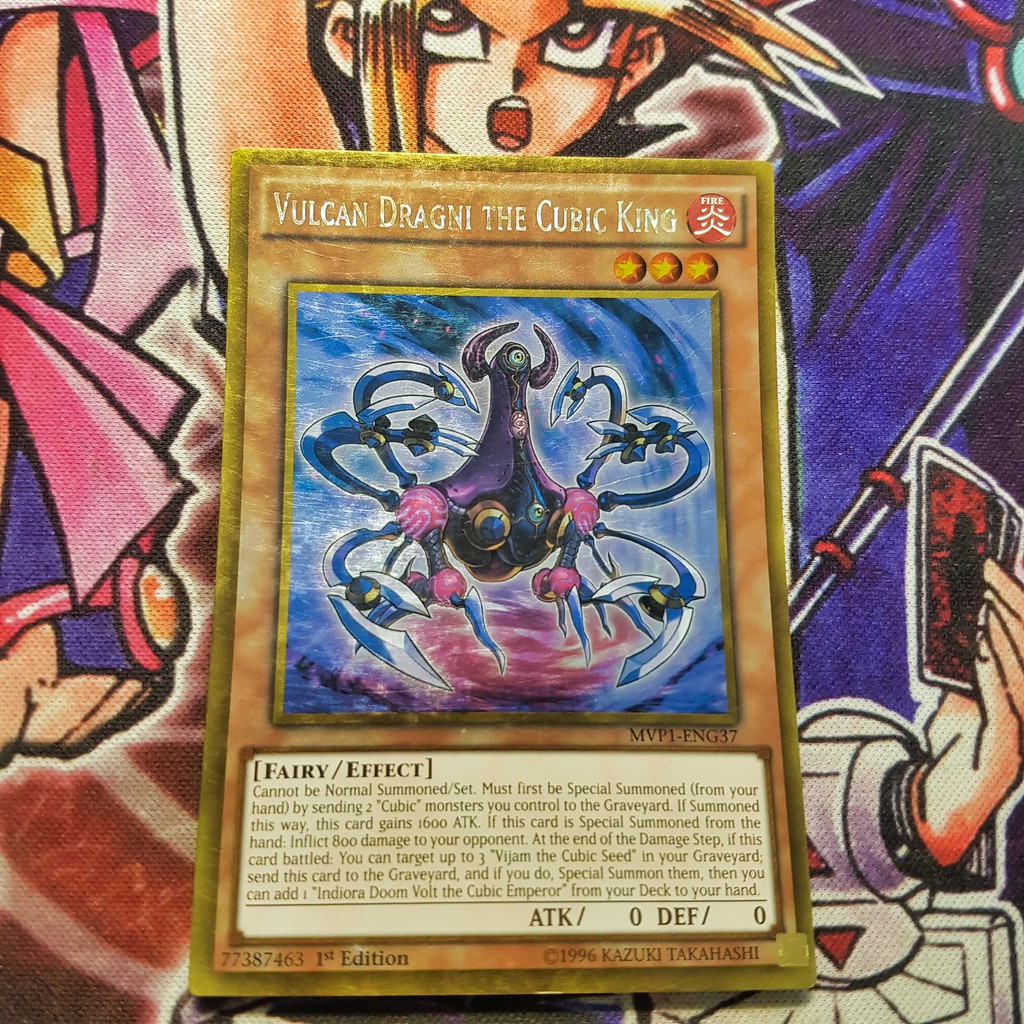 Thẻ bài Yugioh chính hãng Vulcan Dragni the Cubic King MVP1 Gold