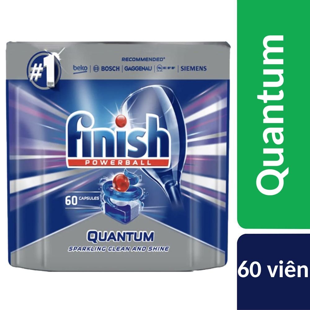 Túi 60 viên rửa chén Finish Quantum Max Dishwasher Tablets Lemon