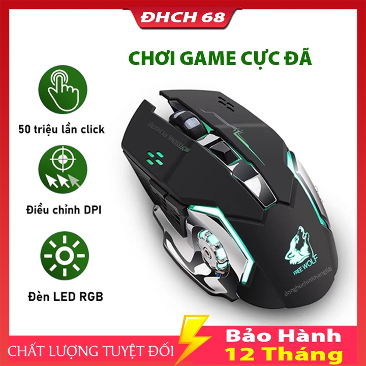Chuột Gaming Không Dây T28 Dành Cho Game Thủ Chống Ồn Có Đèn LED Chơi
