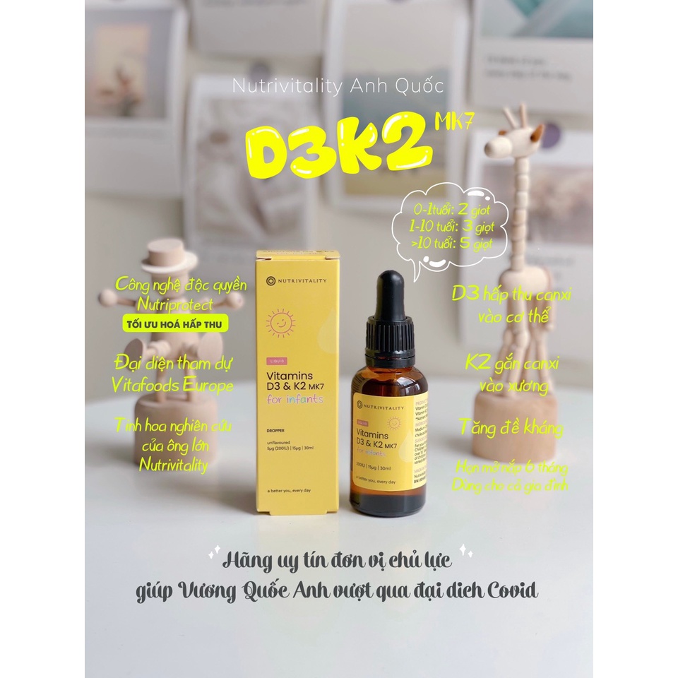 Vitamin D3&K2Mk7 Nutrivitality Anh 30ml Shopee Việt Nam