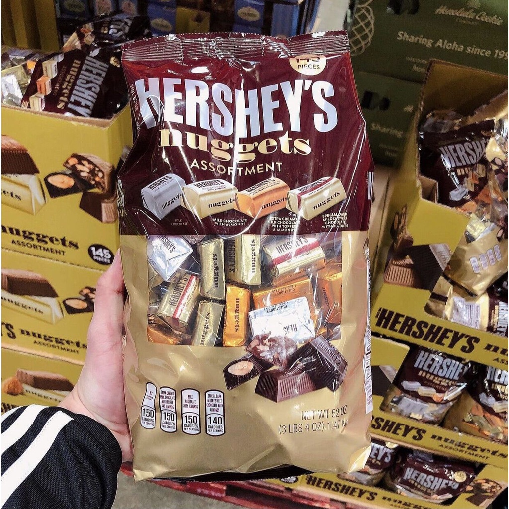 (Bịch 145 viên) Kẹo Socola Hershey Nuggets Assortment Mỹ 1.47kgs Date
