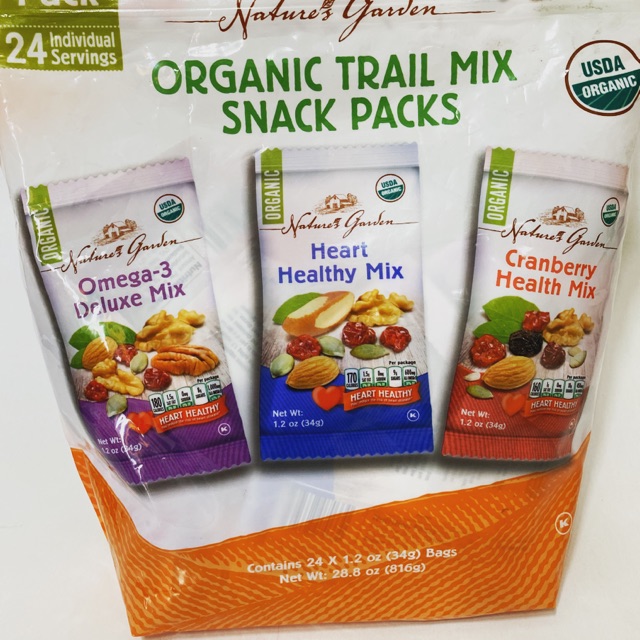 Hạt Tổng Hợp Organic Trail Mix Snack Packs Natures Garden (24 gói