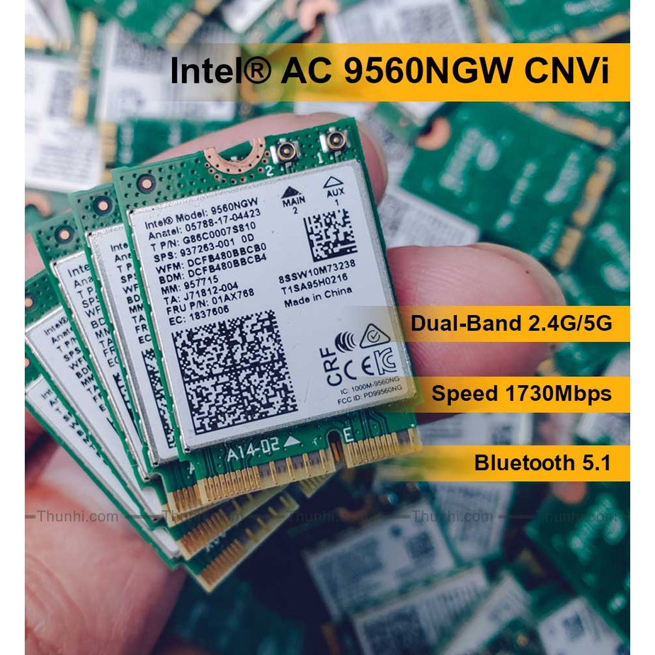 Wifi Card Intel AC 9560NGW CNVi 1730Mbps 2 bằng tần 2.4GHz/ 5GHz