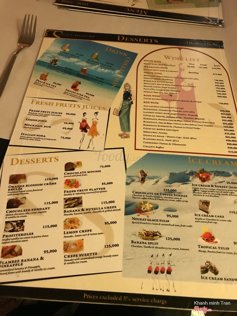 Saint Honoré Ẩm Thực Pháp Xuân Diệu ở Quận Tây Hồ, Hà Nội Foody.vn