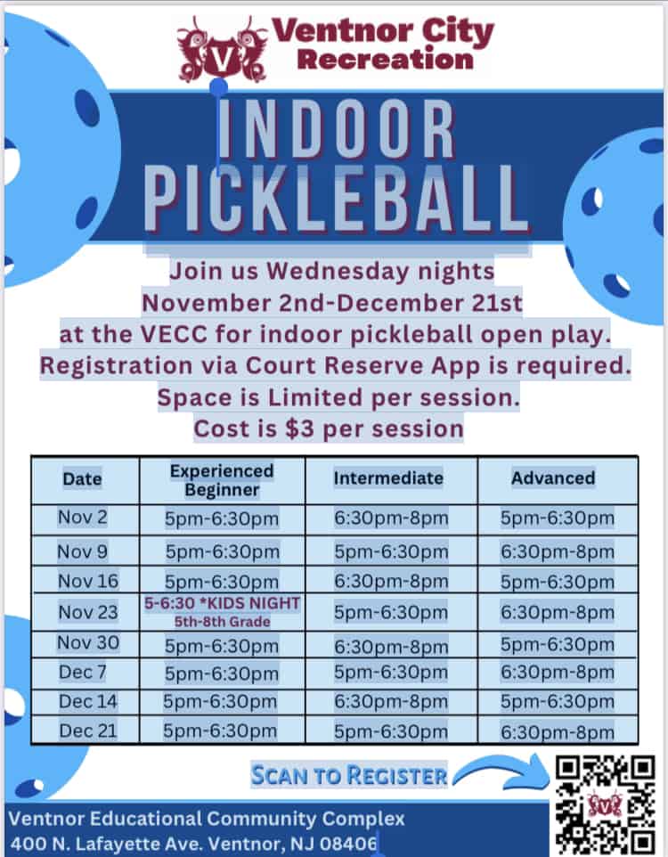 Ventnor VECC Offers Indoor Pickleball On Wednesday Nights Downbeach BUZZ