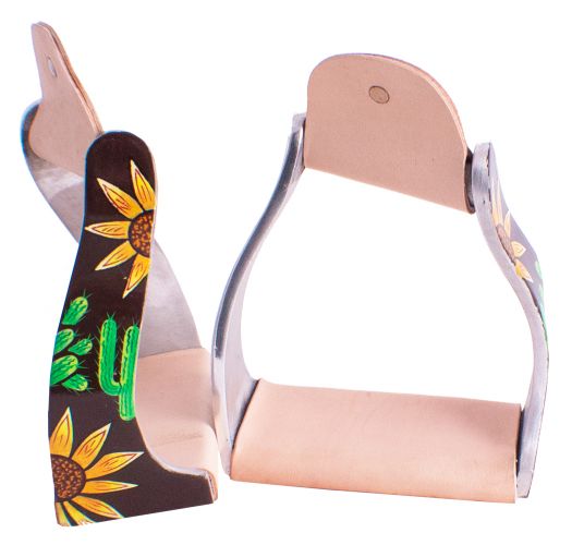 Showman ® Lightweight Twisted Angled Aluminum Stirrups with Sunflower