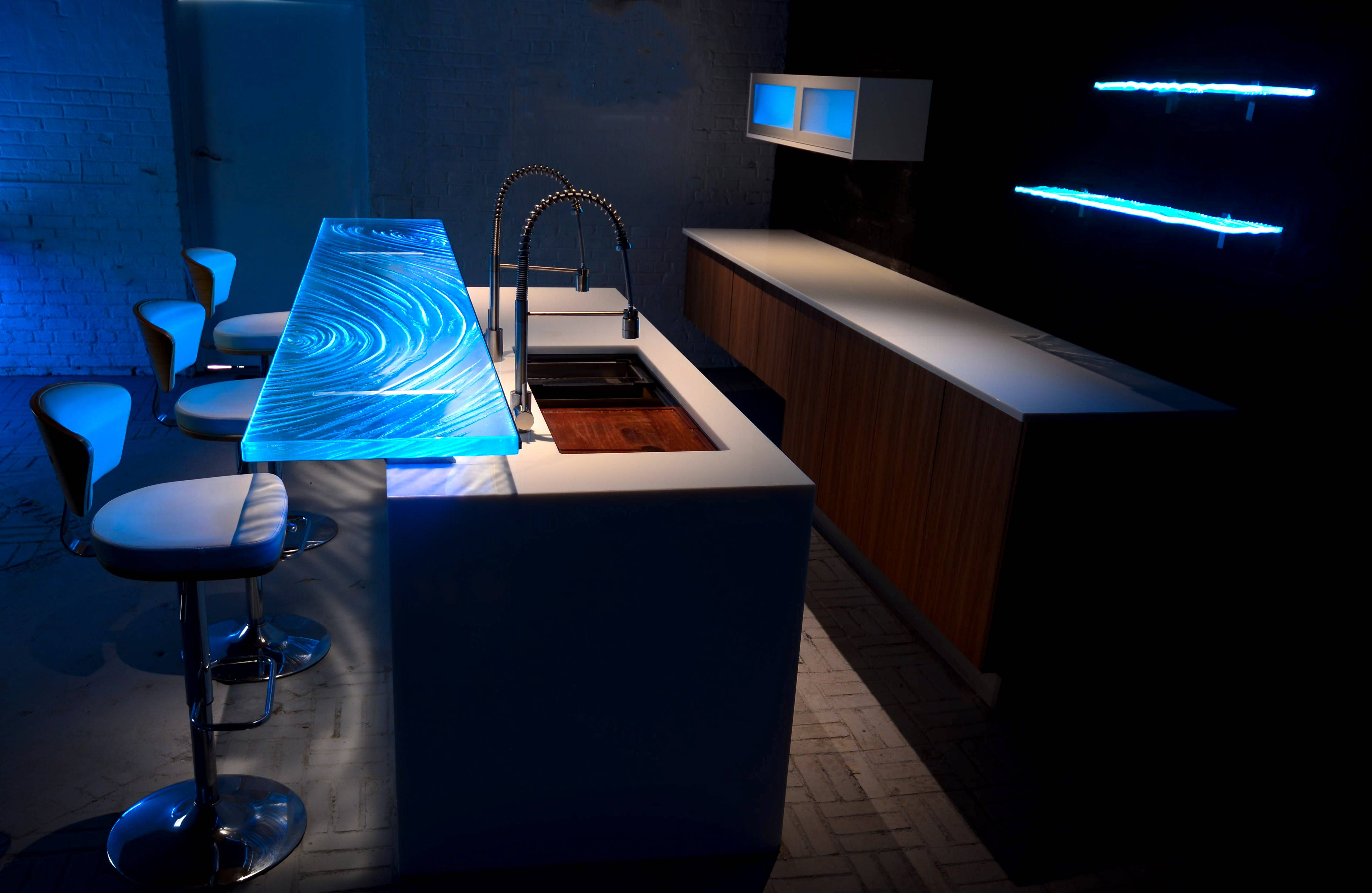 Add a Raised Glass High Bar to your Kitchen Island.