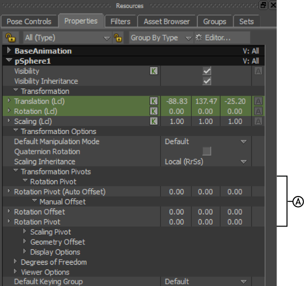 Rotation Pivot properties
