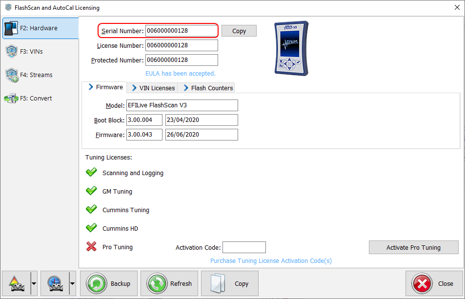 EFILive AutoCal/FlashScan Serial and Auth Code