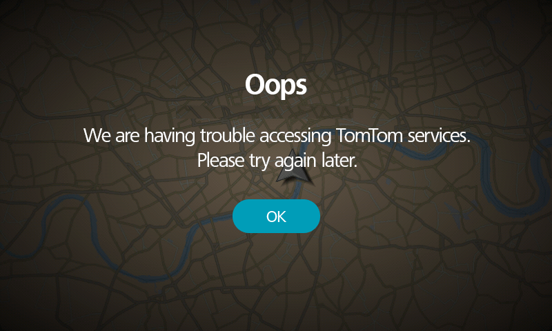 Error: Oops, there's a problem with connecting to TomTom Services