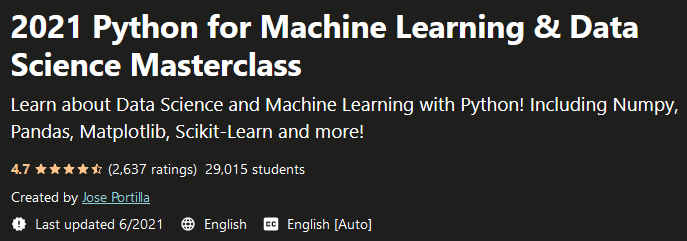 2022 Python for Machine Learning & Data Science.