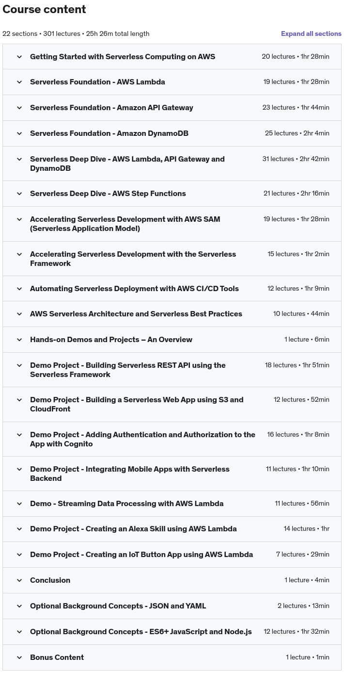 Udemy AWS Lambda & Serverless Architecture Bootcamp (Build 5 Apps