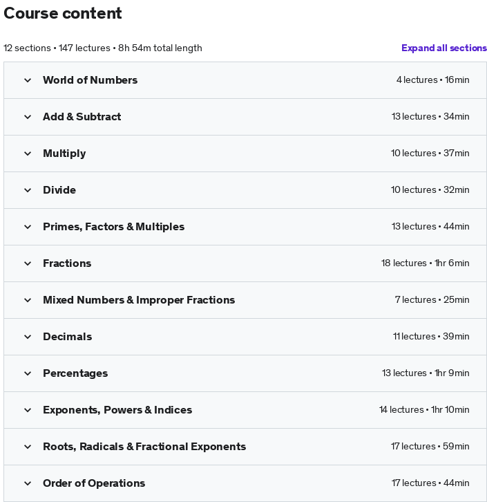Udemy Math Fundamentals 101 Learn Math from Scratch to Algebra 2022