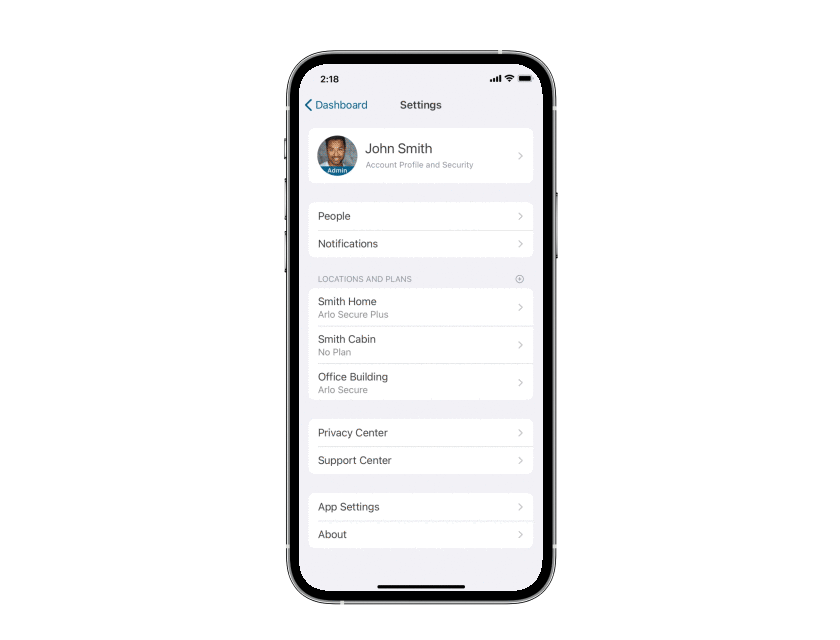 Animation showing how to grant Arlo device access to other people