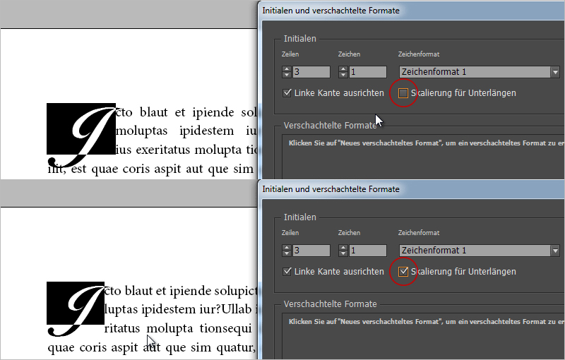 Initialen gestalten InDesign Initial InDesignTutorials.de