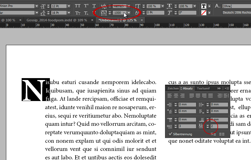 Initialen gestalten InDesign Initial InDesignTutorials.de