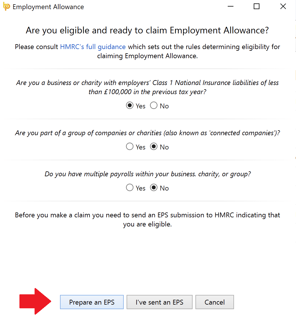 Employment Allowance BrightPay Documentation