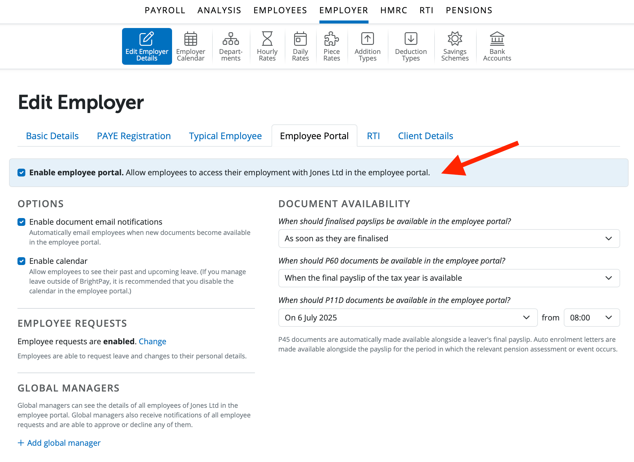 Enabling Employee Access to Self Service Portal BrightPay Documentation