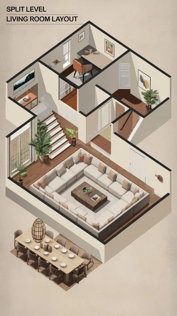 Split Level Living Room Layout Maximizing Space and Style