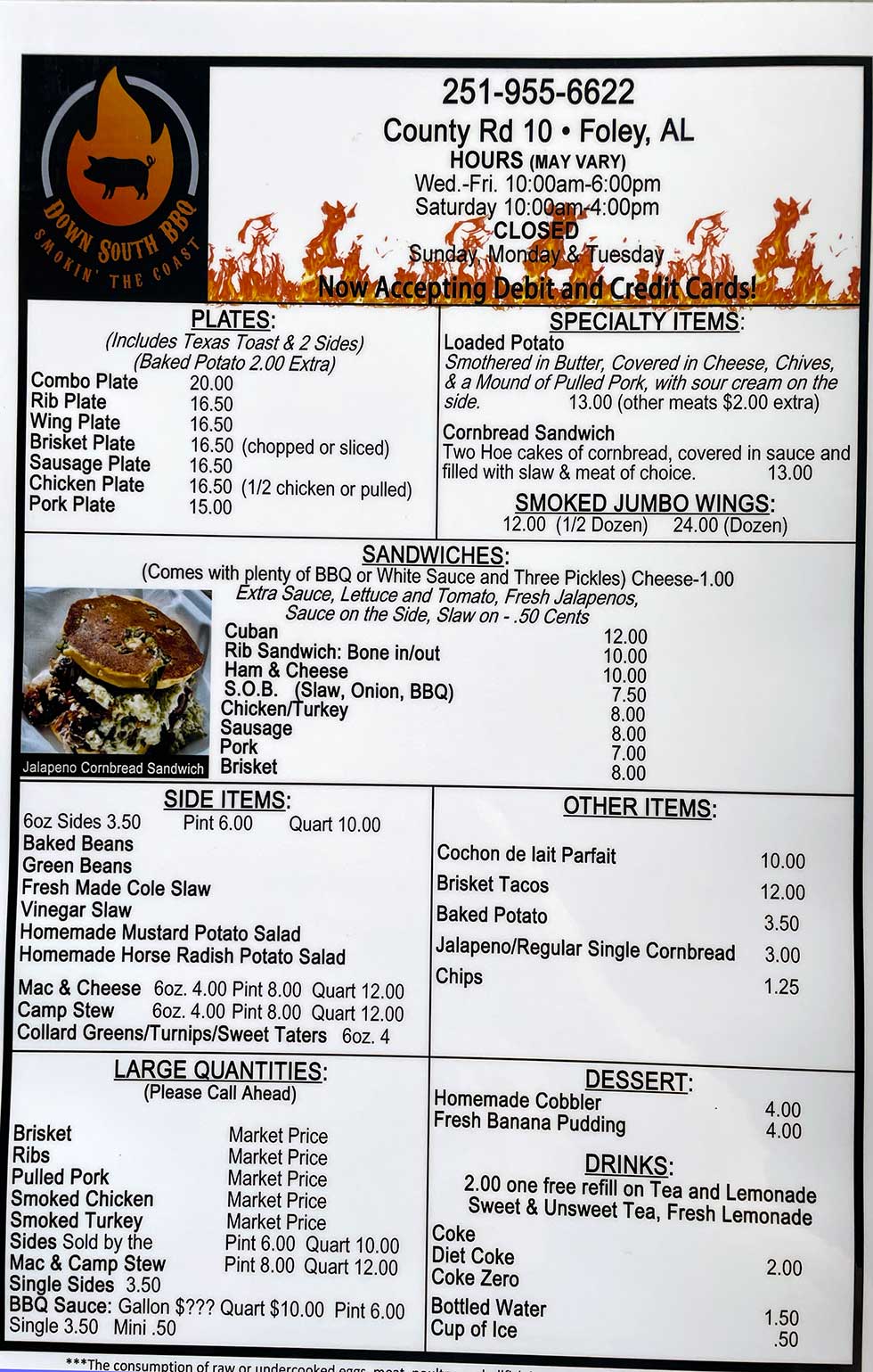 Down South BBQ Located just North of Gulf Shores