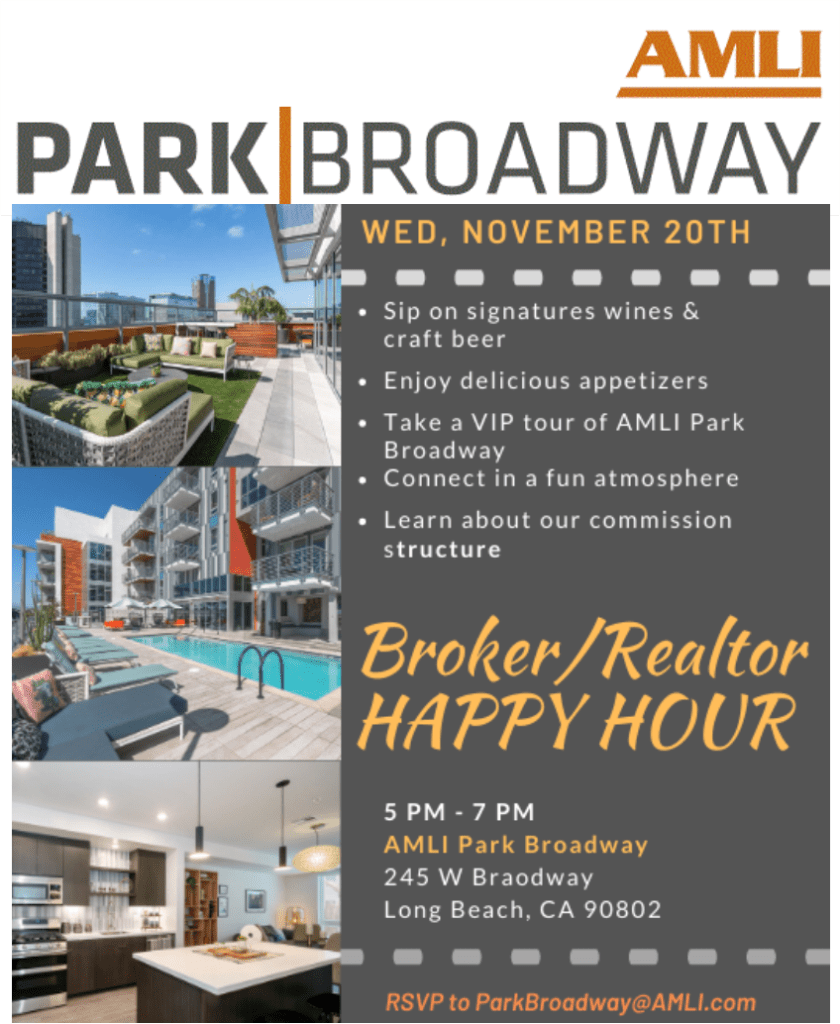 AMLI Park Broadway’s Broker & Realtor Happy Hour Downtown Long Beach