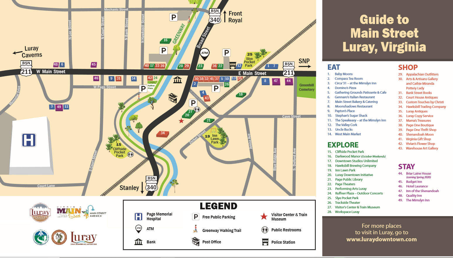 Downtown Luray Map