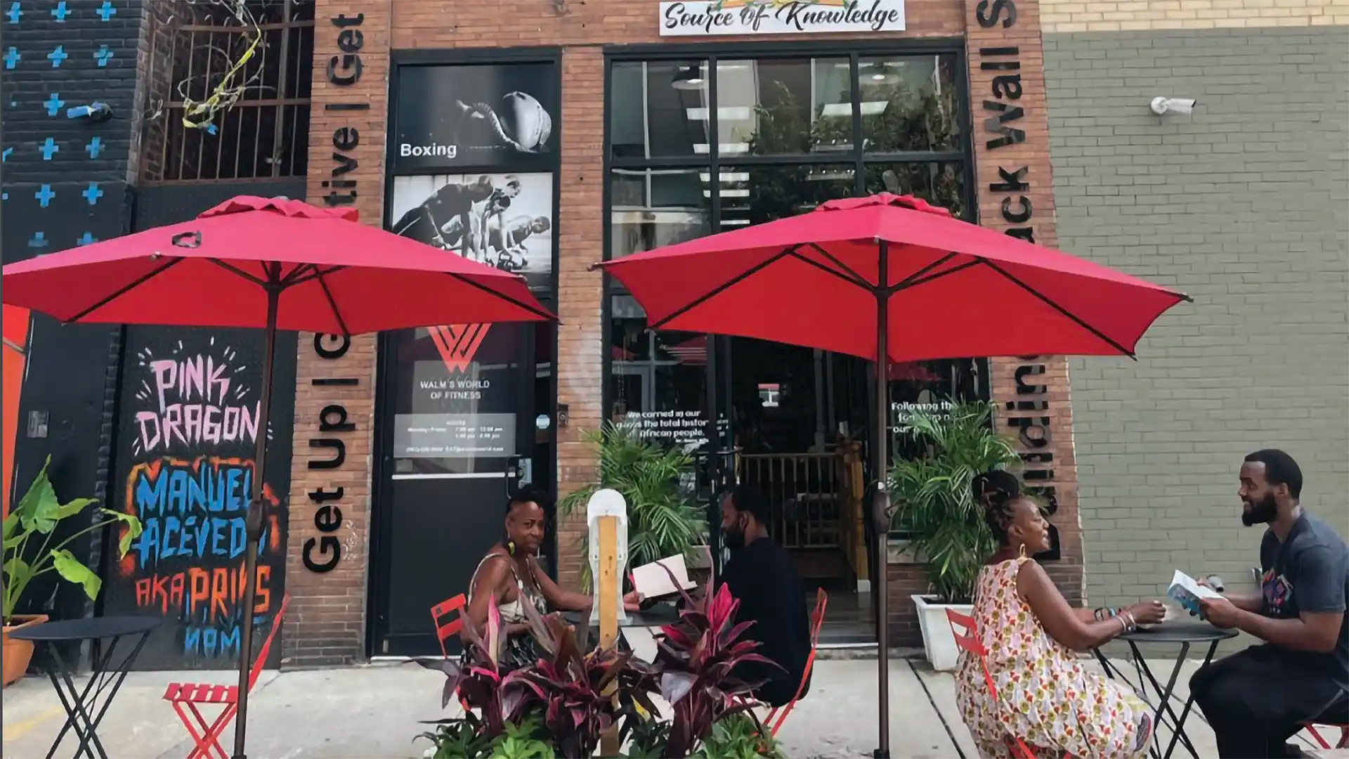 Some parklets in downtown Newark.
