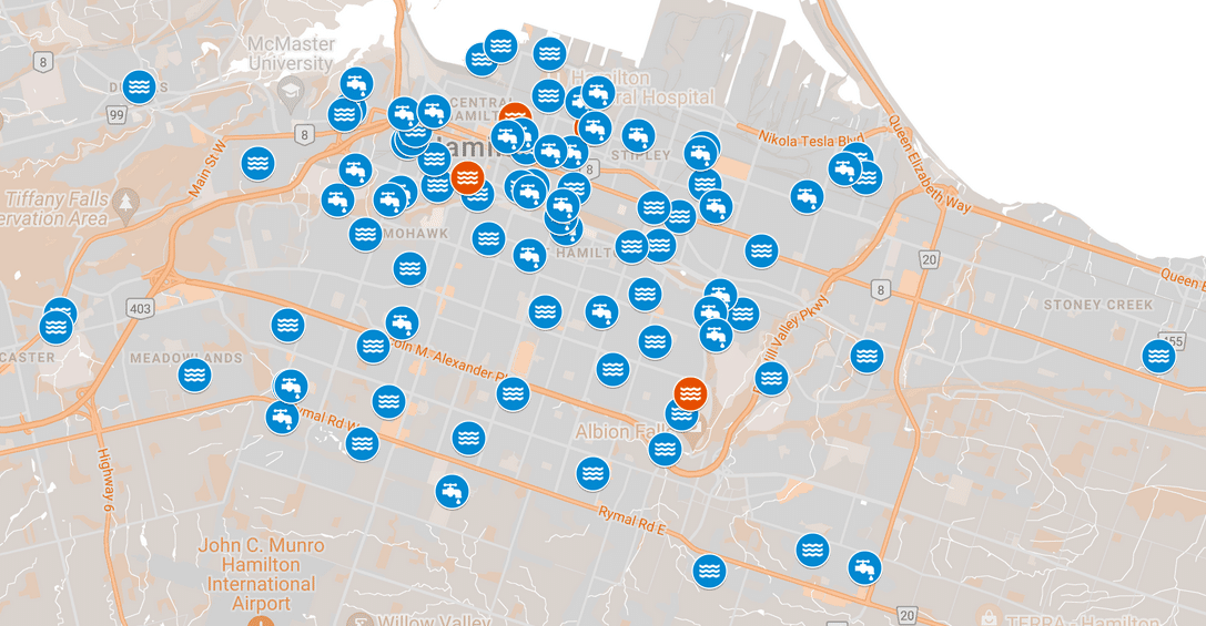 Map of Water Fountains Downtown Sparrow