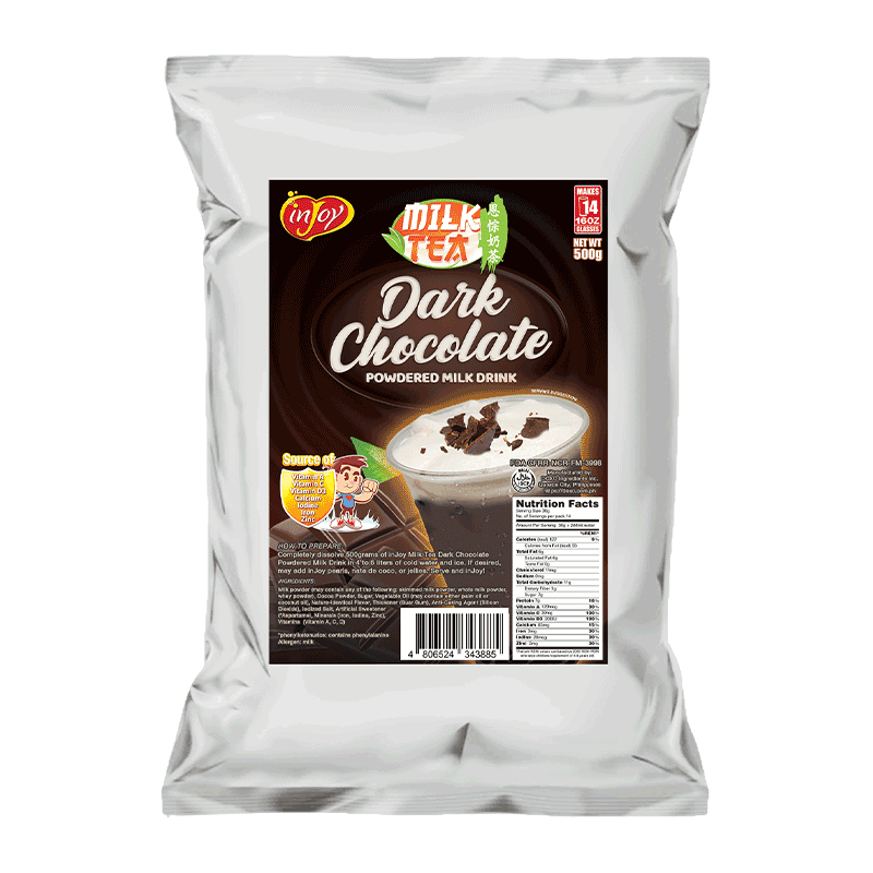 InJoy Dark Chocolate Milk Tea 500g Instant Powdered Milk Tea Drink