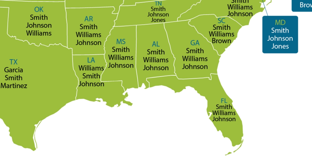 This Map Shows The Most Popular Surname In Your State DoYouRemember?