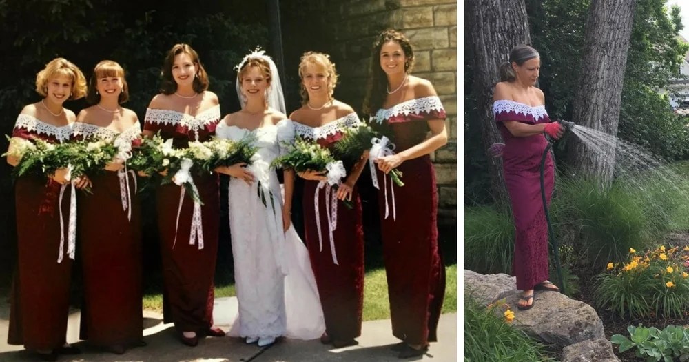 Bride Dresses Her Wedding Party In Hideous 90s Gowns. TwentyTwo Years Later, One Bridesmaid