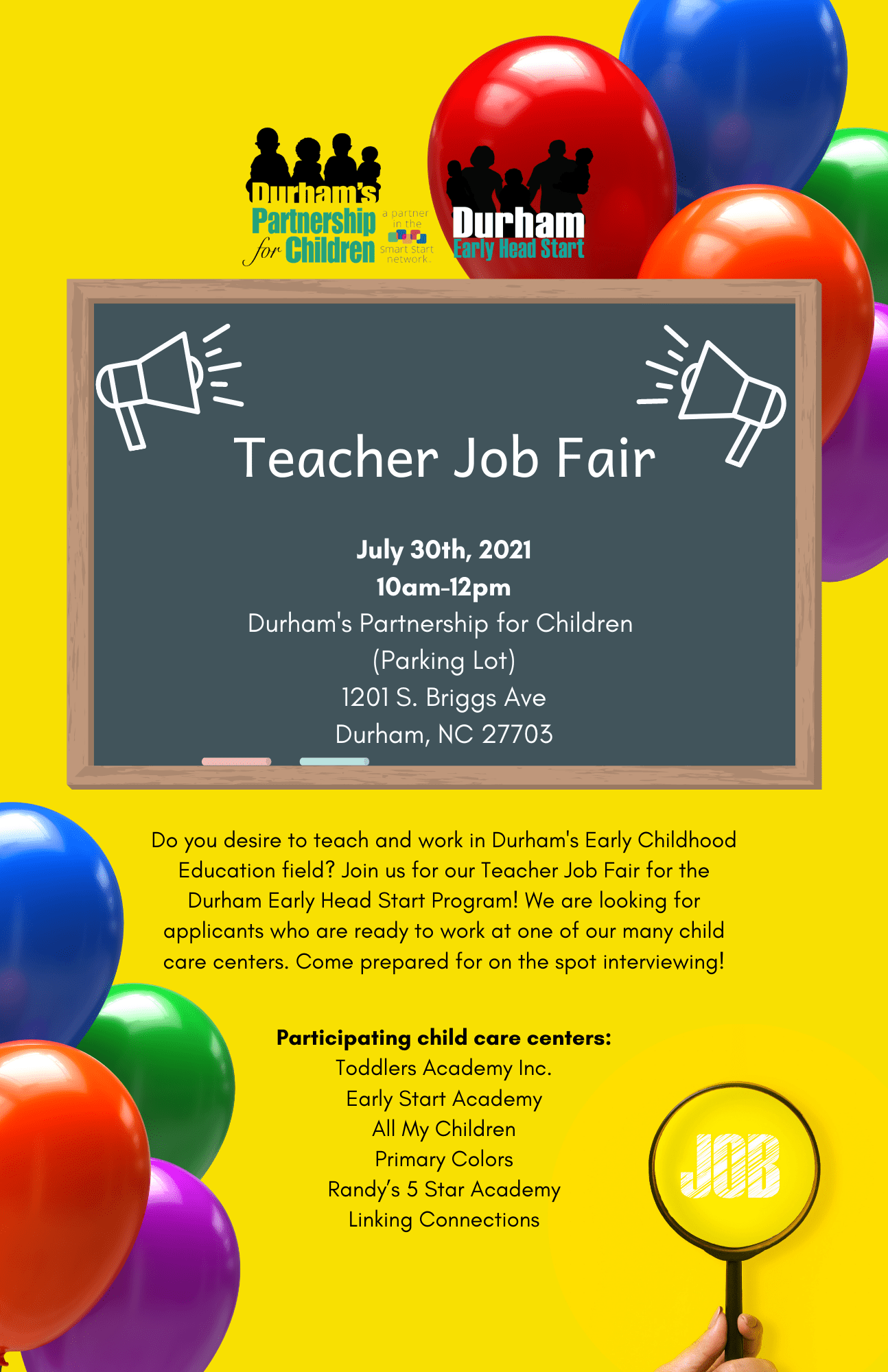 Teacher Job Fair Durham's Partnership for Children