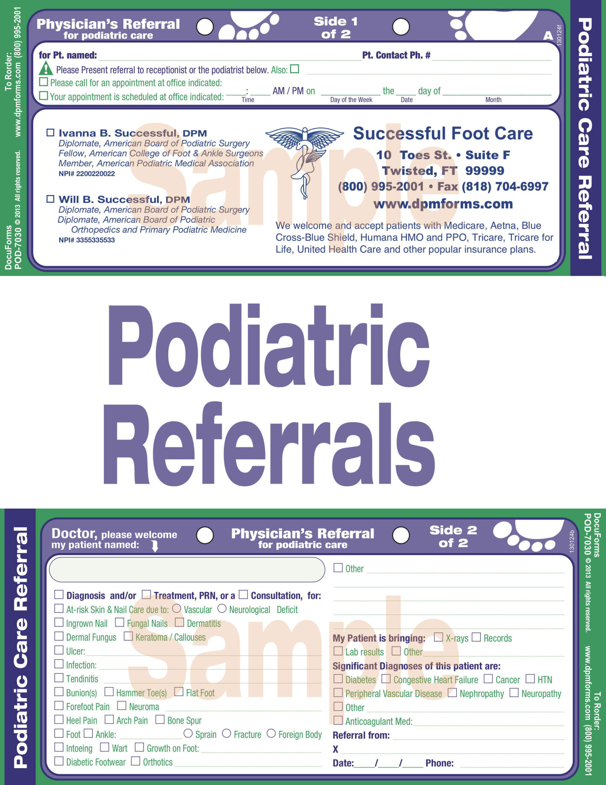 75 Podiatric PocketSize Referral Pads POD7030 DocuForms