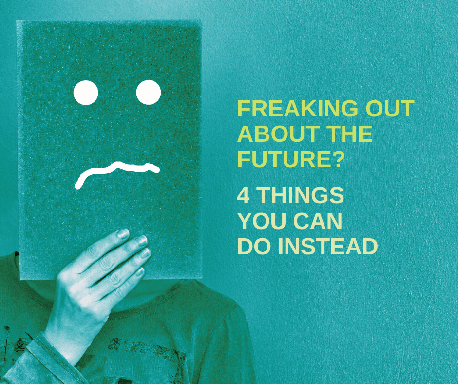 Illustration of anxiety block cartoon face, next to article title