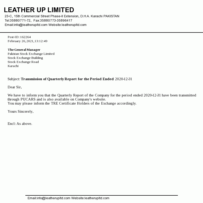 LEUL Share Price / Stock Price (KSE100, PSX Stock) Leather Up Limited